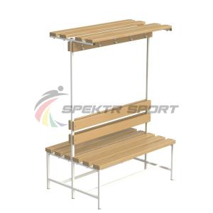 Купить Скамейка с вешалкой и полкой для раздевалок двухсторонняя (цельная) 1200 мм в Тихорецке 