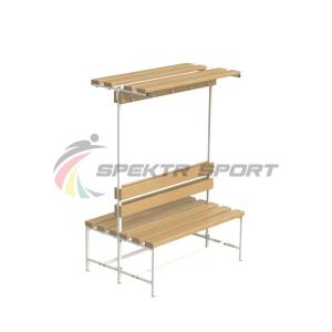 Купить Скамейка с вешалкой и полкой для раздевалок двухсторонняя (разборная) 1200 мм в Тихорецке 