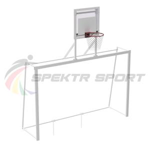 Купить Ворота мини-футбольные с баскетбольным щитом из оргстекла и кольцом в Тихорецке 