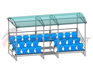 Купить Трибуна для зрителей 3 ряда на 26 мест с навесом и перилами в Тихорецке 