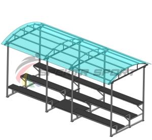 Купить Трибуна для зрителей 3 ряда на 26 мест с навесом (лавки - фанера) в Тихорецке 
