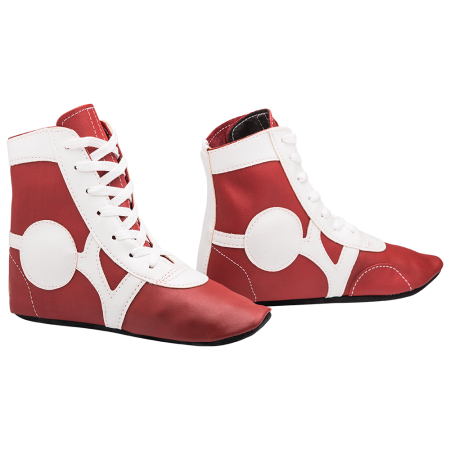 Купить Обувь для самбо SM-0102, кожа, красный Rusco в Тихорецке 
